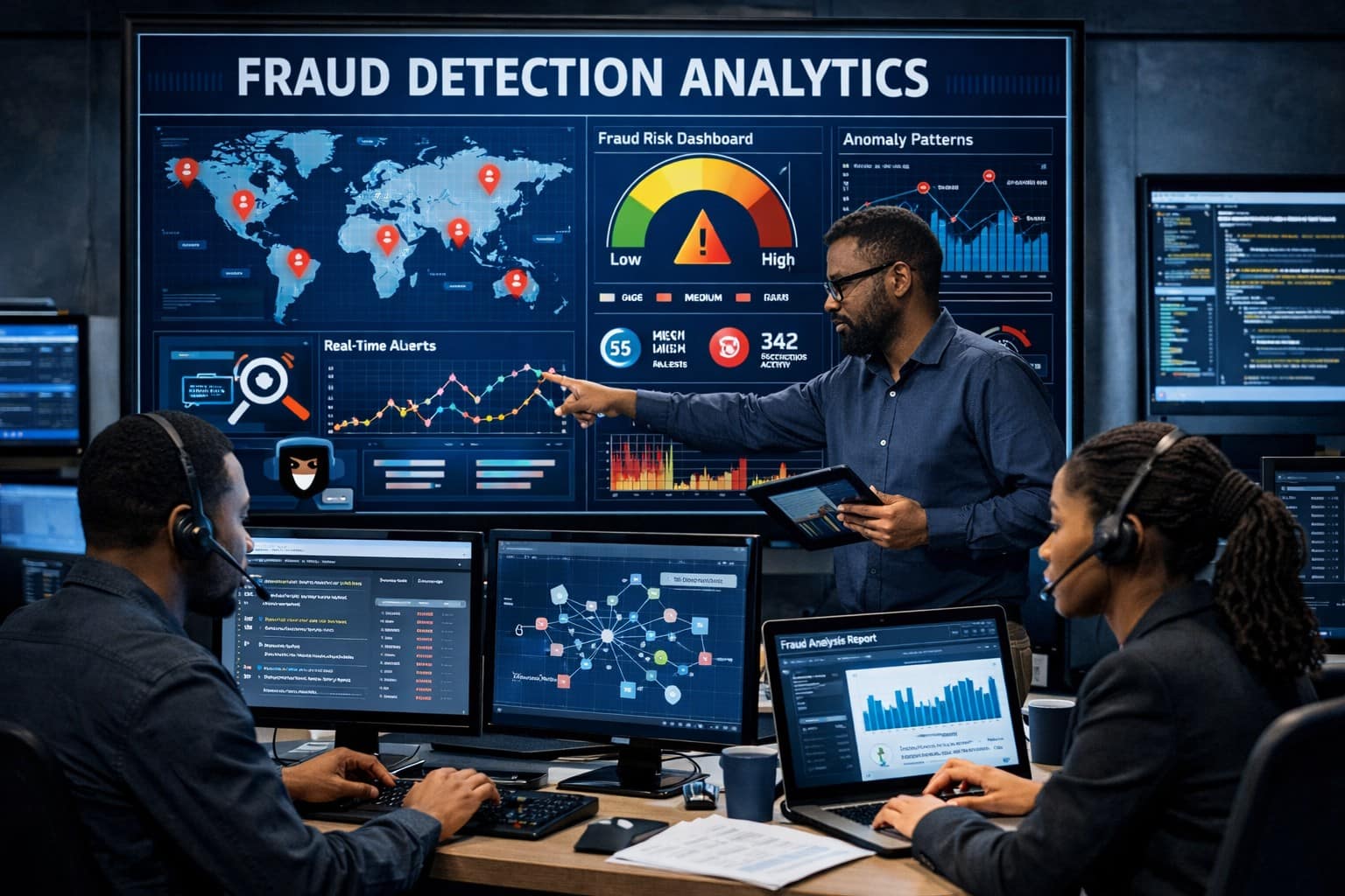 Staff performing fraud detection analysis